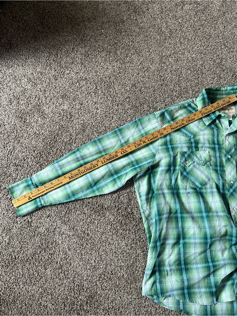 Wrangler Western Fashion Pearl Snap Shirt Green And White Men's 2XL Casual - Picture 7 of 7